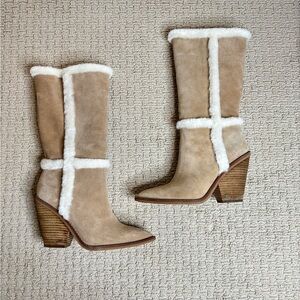 Sam Edelman Isla Suede Fur Boots Size 7 NWT